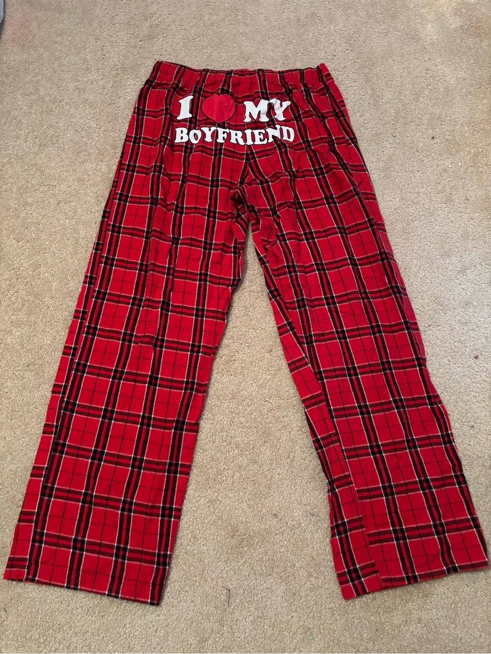 Red Plaid 'I ♥ My Boyfriend' Pajama Pants